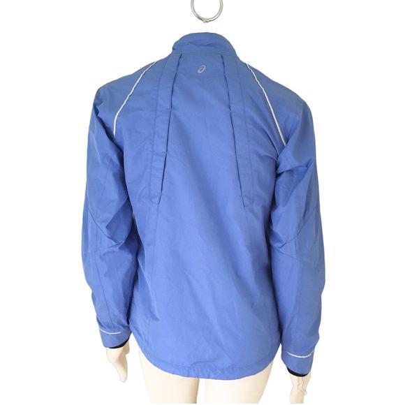ASICS Mesh Lined Windbreaker Jacket Zip pockets Reflective Media pocket SZ M - Picture 7 of 12